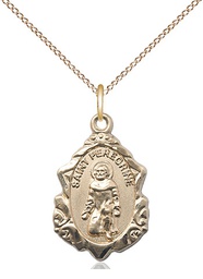 [0822PGF/18GF] 14kt Gold Filled Saint Peregrine Pendant on a 18 inch Gold Filled Light Curb chain