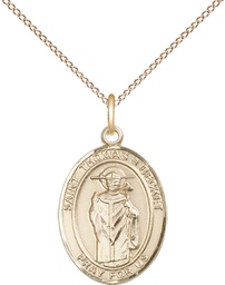 [8344GF/18GF] 14kt Gold Filled Saint Thomas A Becket Pendant on a 18 inch Gold Filled Light Curb chain