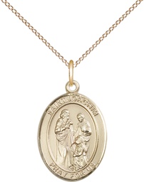[8348GF/18GF] 14kt Gold Filled Saint Joachim Pendant on a 18 inch Gold Filled Light Curb chain