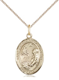 [8354GF/18GF] 14kt Gold Filled Saint Catherine of Bologna Pendant on a 18 inch Gold Filled Light Curb chain