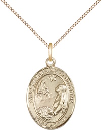 [8354GF/18GF] 14kt Gold Filled Saint Catherine of Bologna Pendant on a 18 inch Gold Filled Light Curb chain