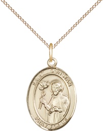 [8355GF/18GF] 14kt Gold Filled Saint Dunstan Pendant on a 18 inch Gold Filled Light Curb chain