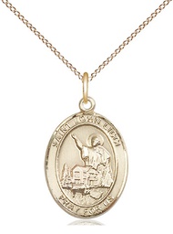 [8358GF/18GF] 14kt Gold Filled Saint John Licci Pendant on a 18 inch Gold Filled Light Curb chain