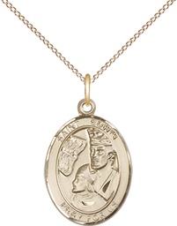 [8361GF/18GF] 14kt Gold Filled Saint Edwin Pendant on a 18 inch Gold Filled Light Curb chain