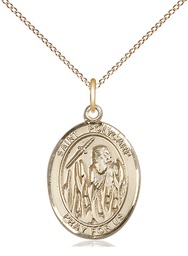 [8363GF/18GF] 14kt Gold Filled Saint Polycarp of Smyrna Pendant on a 18 inch Gold Filled Light Curb chain