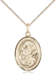 [8364GF/18GF] 14kt Gold Filled Saint Fina Pendant on a 18 inch Gold Filled Light Curb chain
