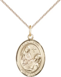 [8364GF/18GF] 14kt Gold Filled Saint Fina Pendant on a 18 inch Gold Filled Light Curb chain