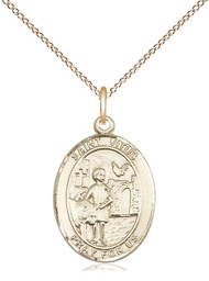 [8368GF/18GF] 14kt Gold Filled Saint Vitus Pendant on a 18 inch Gold Filled Light Curb chain
