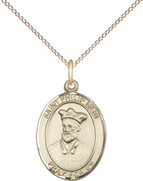 [8369GF/18GF] 14kt Gold Filled Saint Philip Neri Pendant on a 18 inch Gold Filled Light Curb chain