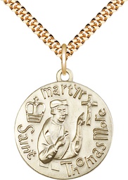 [0957GF/24G] 14kt Gold Filled Saint Thomas More Pendant on a 24 inch Gold Plate Heavy Curb chain