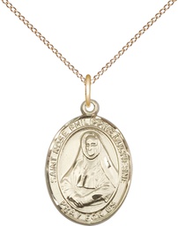 [8371GF/18GF] 14kt Gold Filled Saint Rose Philippine Pendant on a 18 inch Gold Filled Light Curb chain