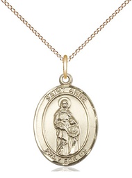 [8374GF/18GF] 14kt Gold Filled Saint Anne Pendant on a 18 inch Gold Filled Light Curb chain