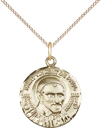 [1155GF/18GF] 14kt Gold Filled Saint Vincent de Paul Pendant on a 18 inch Gold Filled Light Curb chain