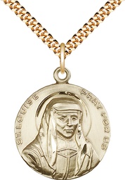 [1159GF/24G] 14kt Gold Filled Saint Louise Pendant on a 24 inch Gold Plate Heavy Curb chain