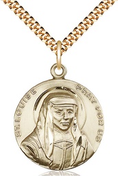 [1159GF/24G] 14kt Gold Filled Saint Louise Pendant on a 24 inch Gold Plate Heavy Curb chain
