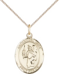 [8378GF/18GF] 14kt Gold Filled Saint Uriel the Archangel Pendant on a 18 inch Gold Filled Light Curb chain