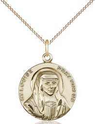 [1160GF/18GF] 14kt Gold Filled Saint Louise Pendant on a 18 inch Gold Filled Light Curb chain