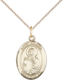 [8379GF/18GF] 14kt Gold Filled Saint Marina Pendant on a 18 inch Gold Filled Light Curb chain
