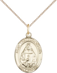 [8382GF/18GF] 14kt Gold Filled Saint Theodora Pendant on a 18 inch Gold Filled Light Curb chain