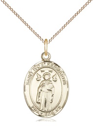 [8384GF/18GF] 14kt Gold Filled Saint Ivo Pendant on a 18 inch Gold Filled Light Curb chain