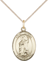 [8386GF/18GF] 14kt Gold Filled Saint Drogo Pendant on a 18 inch Gold Filled Light Curb chain