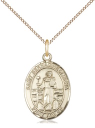 [8387GF/18GF] 14kt Gold Filled Saint Bernadine of Sienna Pendant on a 18 inch Gold Filled Light Curb chain
