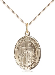 [8392GF/18GF] 14kt Gold Filled Saint Jacob of Nisibis Pendant on a 18 inch Gold Filled Light Curb chain