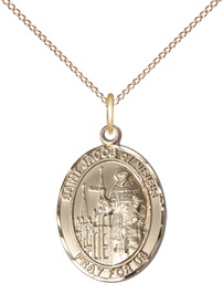 [8392GF/18GF] 14kt Gold Filled Saint Jacob of Nisibis Pendant on a 18 inch Gold Filled Light Curb chain