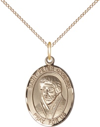 [8393GF/18GF] 14kt Gold Filled Saint Peter Canisius Pendant on a 18 inch Gold Filled Light Curb chain