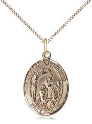[8394GF/18GF] 14kt Gold Filled Paul the Hermit Pendant on a 18 inch Gold Filled Light Curb chain