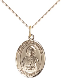 [8397GF/18GF] 14kt Gold Filled Saint Peter Chanel Pendant on a 18 inch Gold Filled Light Curb chain