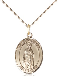 [8398GF/18GF] 14kt Gold Filled Saint Nathanael Pendant on a 18 inch Gold Filled Light Curb chain