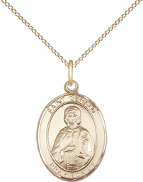 [8404GF/18GF] 14kt Gold Filled Saint Gerald Pendant on a 18 inch Gold Filled Light Curb chain