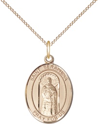 [8405GF/18GF] 14kt Gold Filled Saint Seraphina Pendant on a 18 inch Gold Filled Light Curb chain