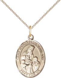 [8407GF/18GF] 14kt Gold Filled Saint Margaret of Scotland Pendant on a 18 inch Gold Filled Light Curb chain