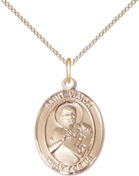 [8408GF/18GF] 14kt Gold Filled Saint Viator of Bergamo Pendant on a 18 inch Gold Filled Light Curb chain
