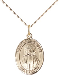 [8409GF/18GF] 14kt Gold Filled Saint Jeanne Jugan Pendant on a 18 inch Gold Filled Light Curb chain