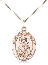 [8411GF/18GF] 14kt Gold Filled Saint Lydia Purpuraria Pendant on a 18 inch Gold Filled Light Curb chain