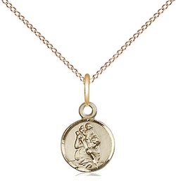 [2343GF/18GF] 14kt Gold Filled Saint Christopher Pendant on a 18 inch Gold Filled Light Curb chain