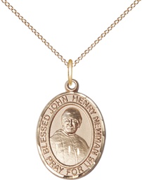 [8423GF/18GF] 14kt Gold Filled Blessed John Henry Newman Pendant on a 18 inch Gold Filled Light Curb chain