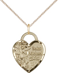 [3203GF/18GF] 14kt Gold Filled Saint Michael the Archangel Pendant on a 18 inch Gold Filled Light Curb chain