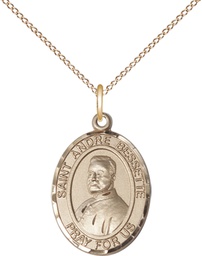 [8424GF/18GF] 14kt Gold Filled Saint Andre Bessette Pendant on a 18 inch Gold Filled Light Curb chain