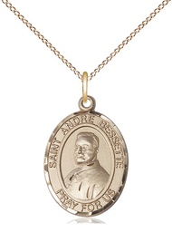 [8424GF/18GF] 14kt Gold Filled Saint Andre Bessette Pendant on a 18 inch Gold Filled Light Curb chain