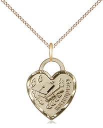 [3406GF/18GF] 14kt Gold Filled Graduation Heart Pendant on a 18 inch Gold Filled Light Curb chain