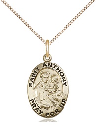 [3981GF/18GF] 14kt Gold Filled Saint Anthony of Padua Pendant on a 18 inch Gold Filled Light Curb chain