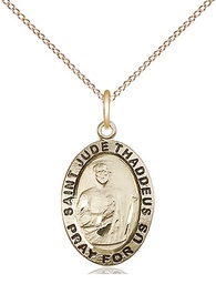 [3983GF/18GF] 14kt Gold Filled Saint Jude Pendant on a 18 inch Gold Filled Light Curb chain