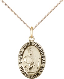 [3983GF/18GF] 14kt Gold Filled Saint Jude Pendant on a 18 inch Gold Filled Light Curb chain