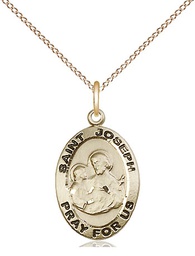 [3984GF/18GF] 14kt Gold Filled Saint Joseph Pendant on a 18 inch Gold Filled Light Curb chain