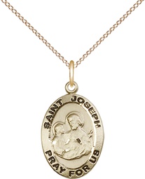[3984GF/18GF] 14kt Gold Filled Saint Joseph Pendant on a 18 inch Gold Filled Light Curb chain