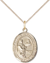 [8432GF/18GF] 14kt Gold Filled Saint Claude de la Colombiere Pendant on a 18 inch Gold Filled Light Curb chain